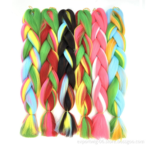 Ombre Jumbo Synthetic Braiding Hair Crochet Mix Colorful Synthetic Hair Extensions Jumbo Crochet Braids